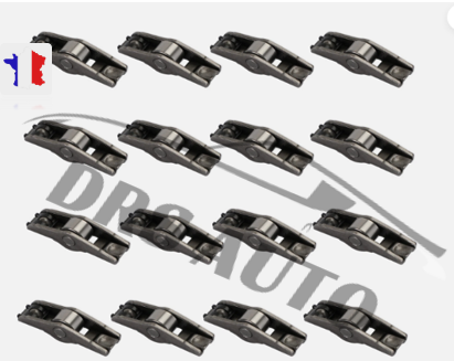 16 bras culbuteurs (rocker arms) pour moteurs 2.0 HDi et 2.0 TDCi, compatible avec les véhicules Peugeot, Citroën, Fiat et Ford, portant les références 090369 et 1255011